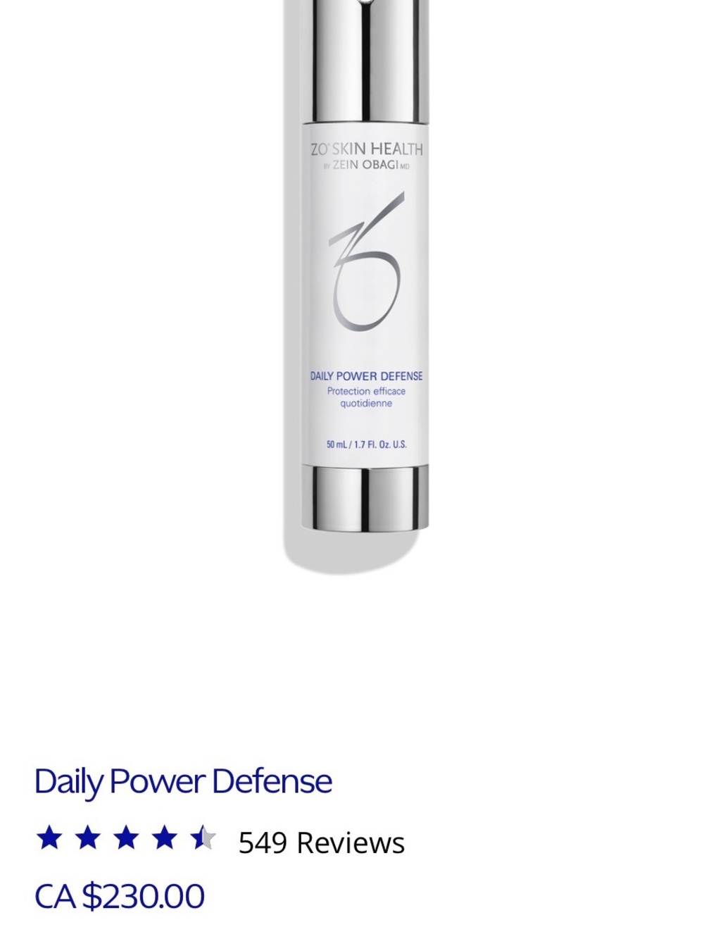 ZO Skin Health Daily Power Defense - 50mL